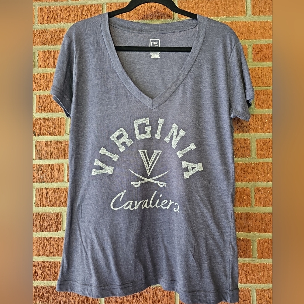 Virginia Caveliers EUC Vneck- Heather Blue-Womens L-Proedge By Knights Apparel